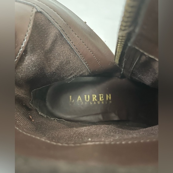 Lauren Ralph Lauren Carah Brown Leather Tasseled Zip Ankle Boots Size 6.5 - Picture 7 of 9